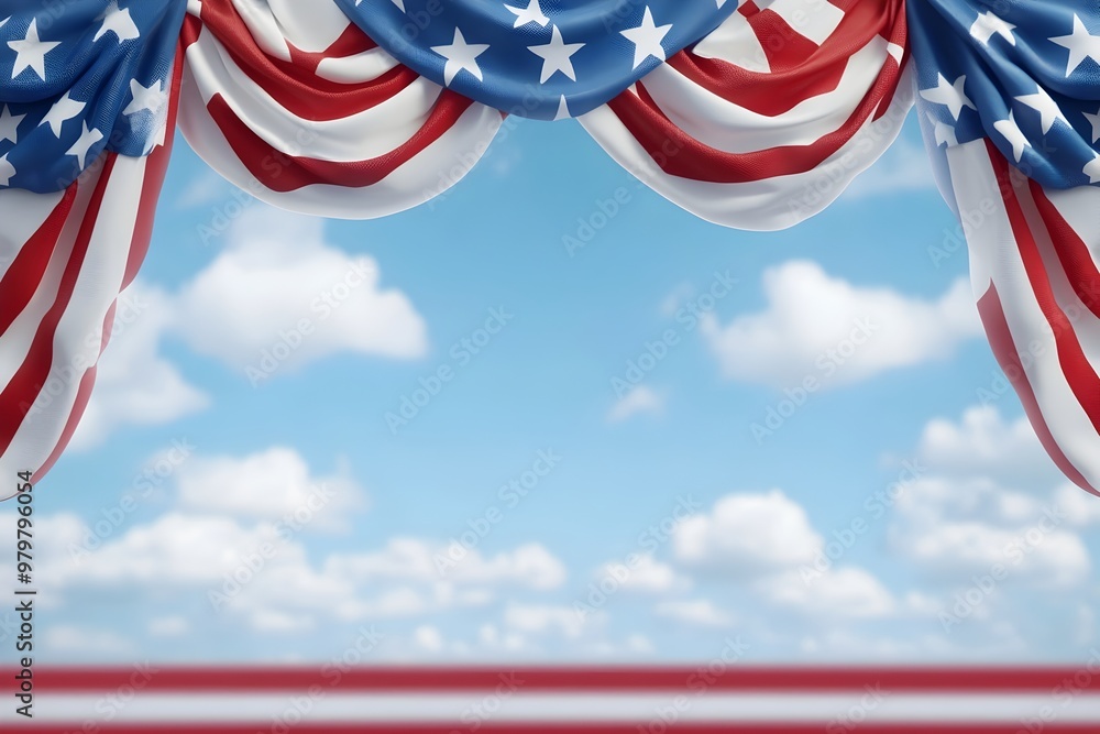 Poster patriotic memorial day banner design with empty title space and call to action label