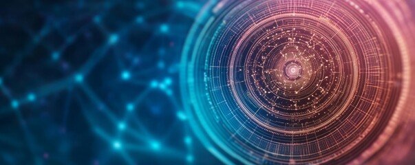 Fototapeta premium Horoscope technology, zodiac AI interface, holographic displays, cosmic data flow