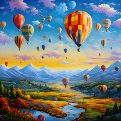Obraz premium Celebrating Sunrise: A breathtaking display of Hot Air Balloons against the Dawn Sky