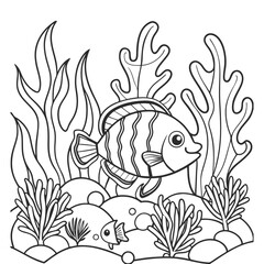 fish under water outline 