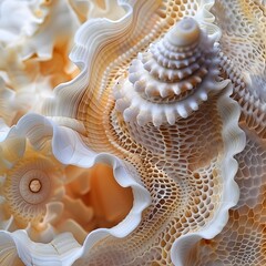 Obraz premium Captivating Seashell Closeup Intricate Patterns and Textures Showcasing the Beauty of the Ocean