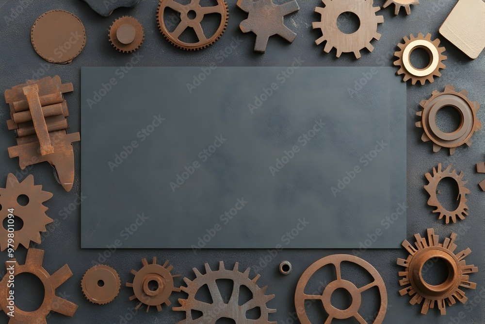 Poster rustic vintage industrial banner design with blank title space and call to action element