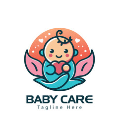 Obraz premium Logo Baby Care logo design Cute Baby Logo Design baby shop icon logo 