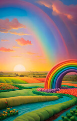 rainbow over field