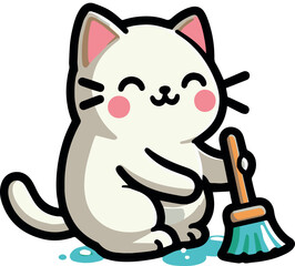happy cat sticker art 