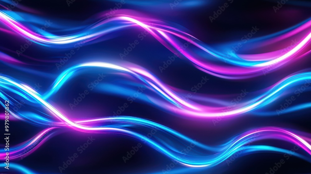 Poster vibrant waves of neon light create a mesmerizing abstract background, perfect for digital art and mo