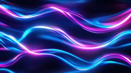 Fototapeta premium Vibrant waves of neon light create a mesmerizing abstract background, perfect for digital art and modern design projects.