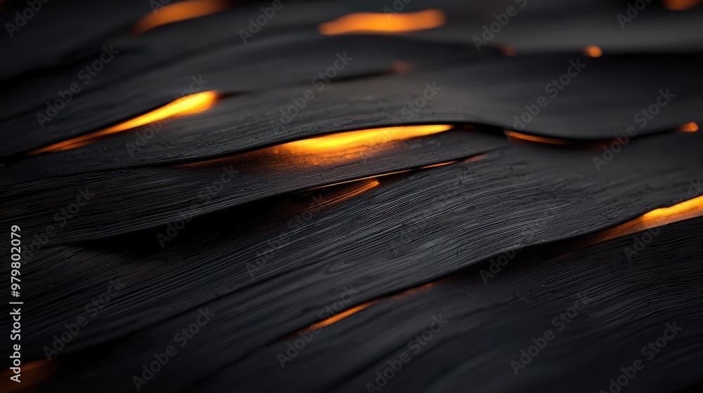 Aufkleber a close-up of textured black layers with glowing orange highlights, creating a dramatic and artistic