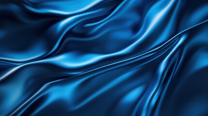 Fototapeta premium A close-up view of luxurious blue satin fabric, featuring smooth waves and elegant textures, perfect for fashion or interior design.