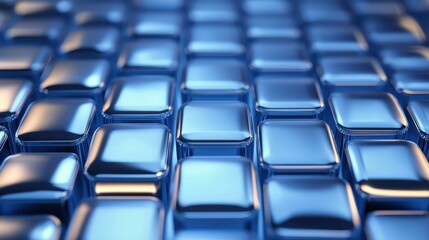 Fototapeta premium A close-up view of shiny blue tiles forming a modern abstract pattern, perfect for backgrounds and design projects.