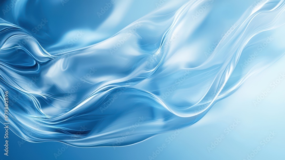 Aufkleber a soft, flowing blue fabric blending with light to create an ethereal and serene atmosphere, perfect