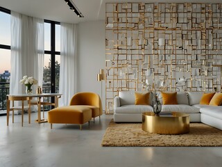White and gold modern interior theme.
