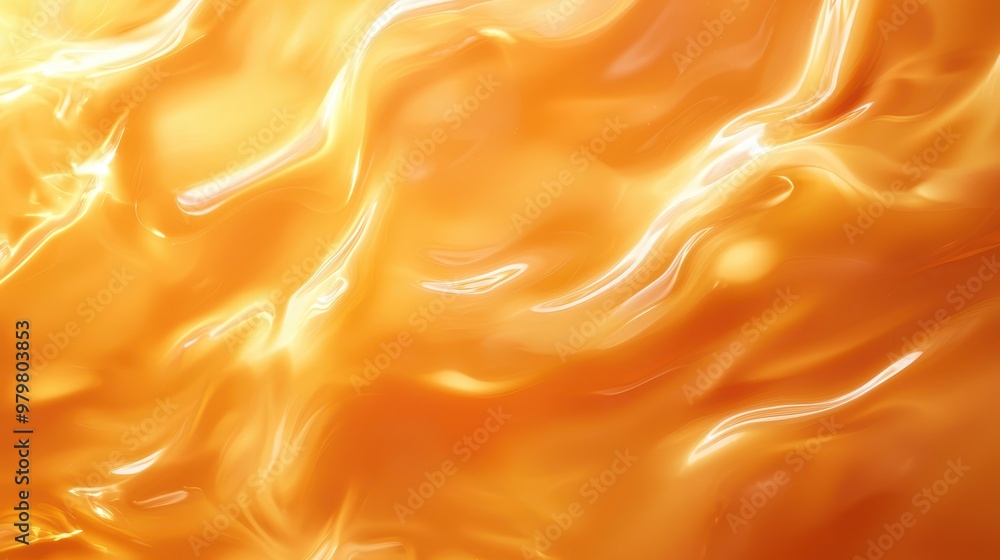 Poster bright orange abstract background with fluid textures and shimmering highlights, perfect for vibrant