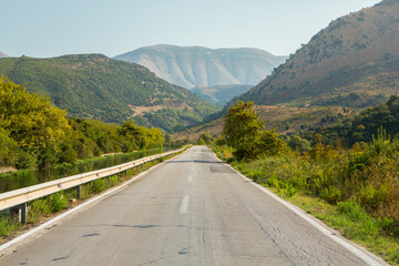 Mountain landscape in Albania. The beautiful summer nature in Europe. Adventure travel in Albania.