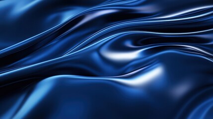 Close-up of luxurious blue satin fabric, showcasing elegant folds and a shiny surface, perfect for fashion or interior designs.