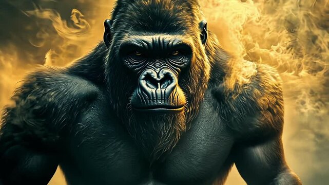 big gorilla in smoke, animal extinction