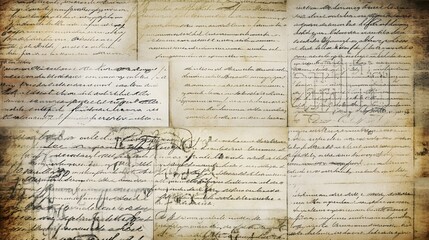 Antique Old Paper with Handwriting, Abstract Image, Texture, Pattern Background, Wallpaper, Cover and Screen for Smartphone, PC, Laptop, 9:16 and 16:9 Format