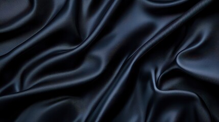 Obraz premium Elegant black silk fabric with rich texture and smooth appearance, perfect for luxurious fashion and interior design.