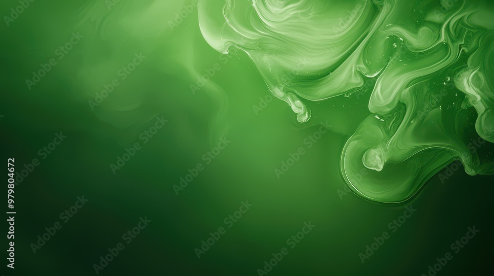 Poster Elegant green abstract texture with fluid shapes creating a serene and calming atmosphere, perfect for backgrounds and designs.