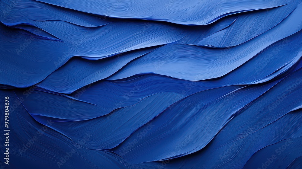 Poster Elegant blue wave patterns create a soothing abstract artwork, perfect for backgrounds and creative projects.