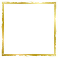 Golden square frame isolated on white. Old worn frame . Vector frame for text, photo, card, certificate, picture, banner, poster. Gold