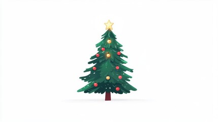 Fototapeta premium Beautifully decorated Christmas tree with lights and ornaments, isolated on a white background.