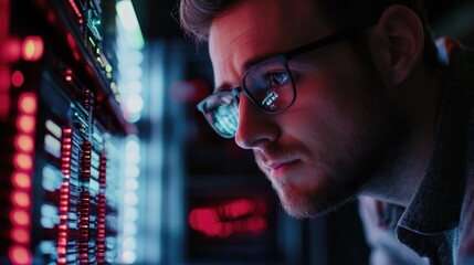 Tech Expert Monitoring Server in Data Center