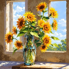 sunflowers in a vase