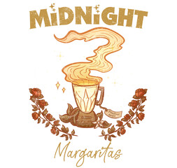 Frase Margaritas de Medianoche con Estilo Antiguo y Colores Otoñales