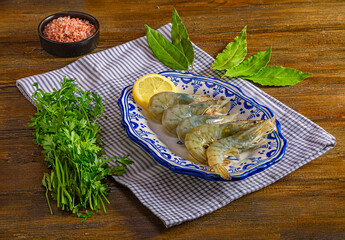 Seafood Still Life, Fresh  Prawns and Spices