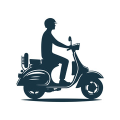 Vintage Scooter Silhouette Clipart Vector Illustration