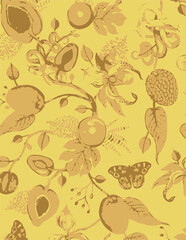 Flowers seamless pattern. vector illustration. Abstract flowers, floral vector with leaves