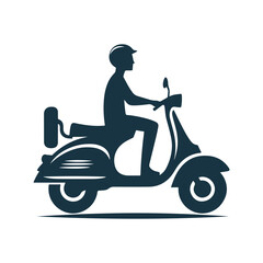 Vintage Scooter Silhouette Clipart Vector Illustration