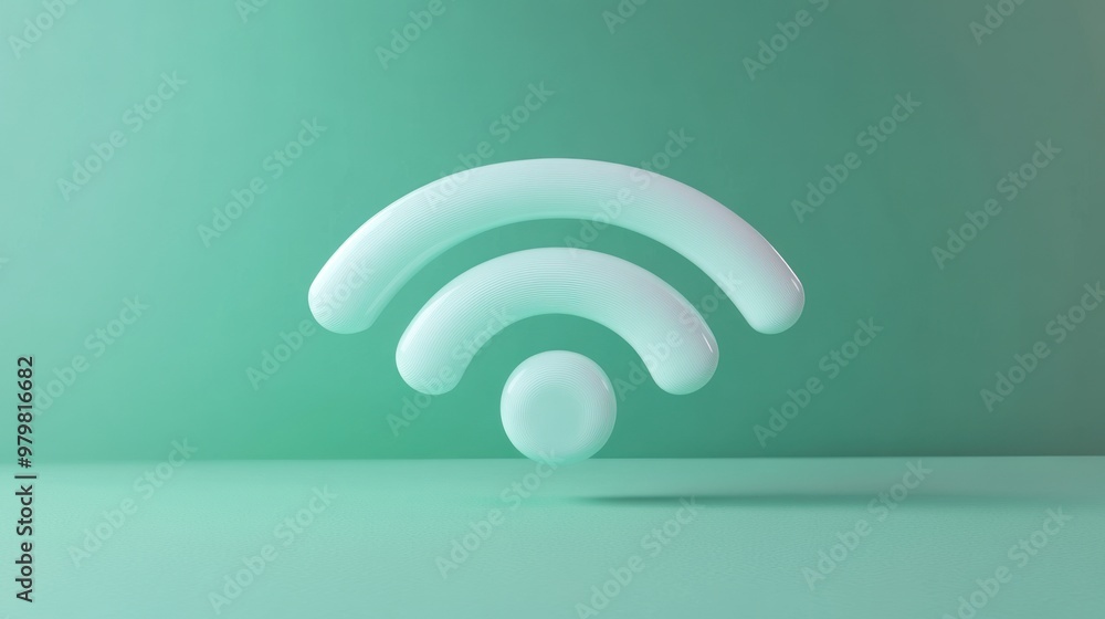 Poster a minimalistic wireless signal icon in a soft green background.