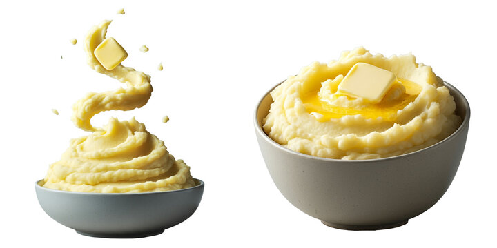 Mashed Potatos with Butter, Spuds, Tater, Root Vegetable Food, Isolated Transparent PNG
