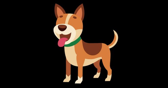Cute Dog Flat Cartoon Animation. Vector Isolated Loop 2d Animation, Chroma Key. Cartoon puppy, dog idle animation on a Green Screen.