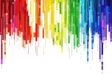 rainbow colored digital pixel art, modern design, isolated on white or transparent png