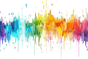 Fototapeta premium rainbow colored digital pixel art, modern design, isolated on white or transparent png