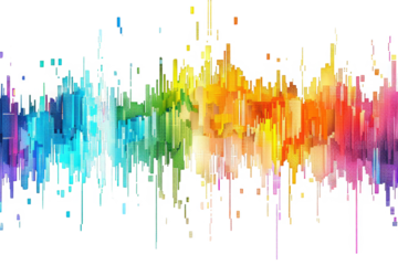 rainbow colored digital pixel art, modern design, isolated on white or transparent png