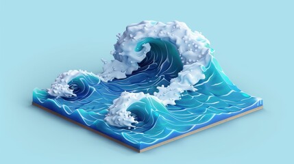 Isometric 3D Wave Illustration