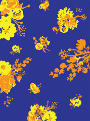 Flowers seamless pattern. vector illustration. Abstract flowers, floral vector with leaves