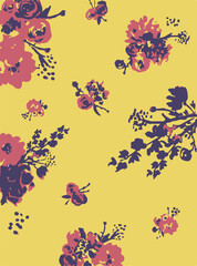 Flowers seamless pattern. vector illustration. Abstract flowers, floral vector with leaves