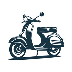 Vintage Scooter Silhouette Clipart Vector Illustration