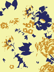 Flowers seamless pattern. vector illustration. Abstract flowers, floral vector with leaves
