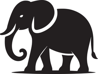 Elephant silhouette vector black color silhouette solid white background.