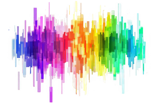 rainbow colored digital pixel art, modern design, isolated on white or transparent png