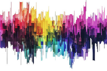 rainbow colored digital pixel art, modern design, isolated on white or transparent png