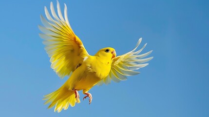 Canary or parakeet birds photography that has won awards and the traveling on the sky