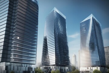 Fototapeta premium Sleek Urban Three-Dimensional Design of Angular Cityscape Blocks