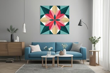 Dynamic Geometric Flower Art: Modern Minimalist Floral Design for Home Textiles